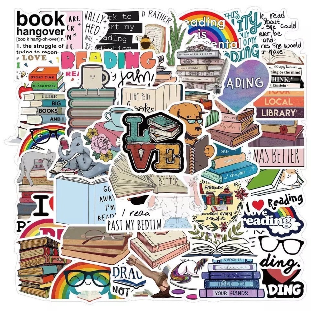 50 Book Lover Decal Stickers, Love Books, Decal Stickers